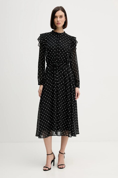 Joop! sukienka kolor czarny midi rozkloszowana 30100092