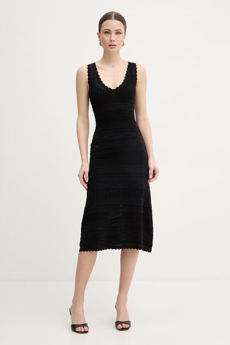 Ermanno Firenze sukienka kolor czarny maxi rozkloszowana D48EQ026CSE51