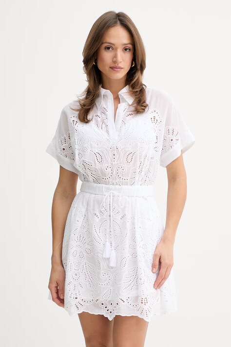 Ermanno Firenze sukienka bawełniana kolor biały mini rozkloszowana D48EQ028EN0