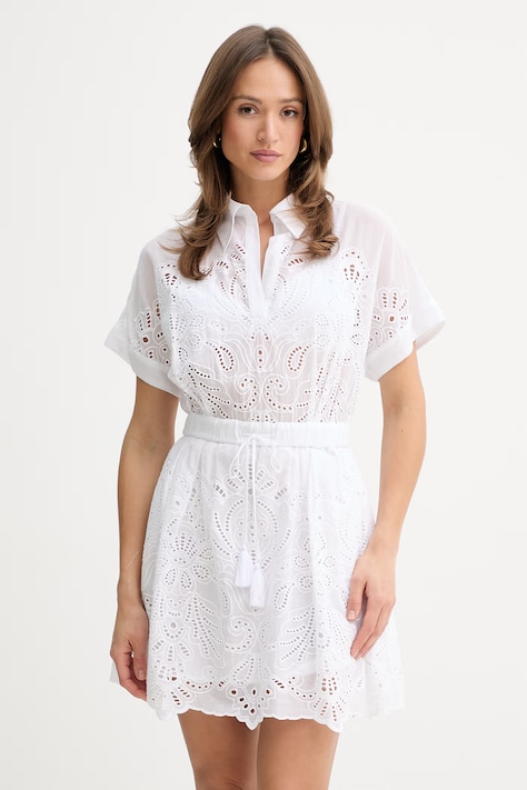 Ermanno Firenze sukienka bawełniana kolor biały mini rozkloszowana D48EQ028EN0