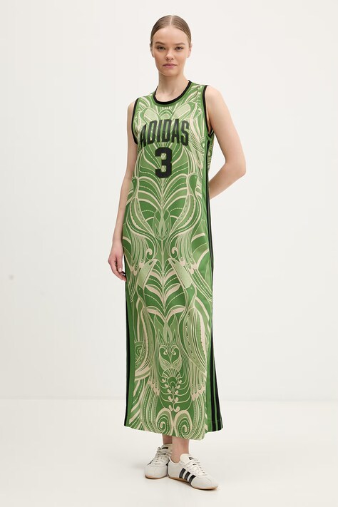 adidas sukienka x Farm Rio kolor zielony maxi prosta KD4620