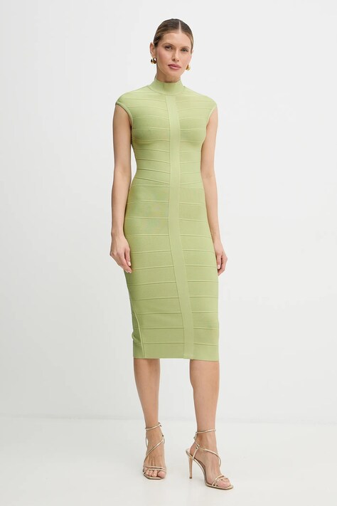 Herve Leger sukienka Davina kolor zielony midi dopasowana HLT8567266
