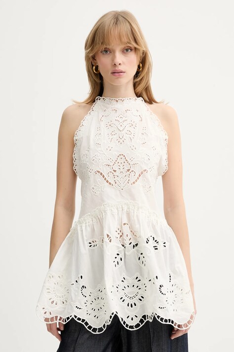 Farm Rio sukienka bawełniana kolor biały mini rozkloszowana 351595