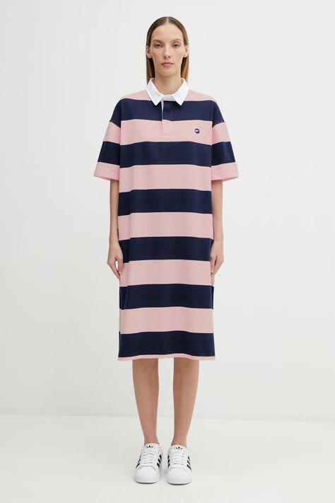 Хлопковое платье Coperni Striped Polo цвет розовый mini прямое COPJS216F5026