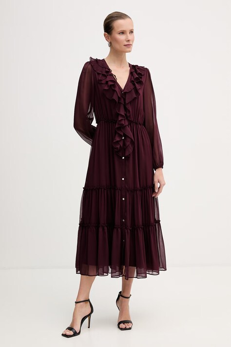 Morgan sukienka kolor bordowy maxi rozkloszowana ROMANCE