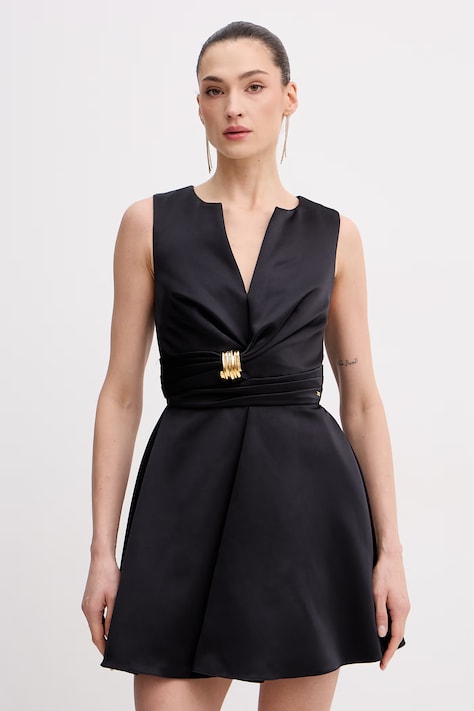 Elisabetta Franchi sukienka drapowana czarna gładka AB87261E2