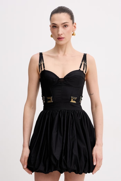 Elisabetta Franchi sukienka bombka czarna gładka AB90961E2