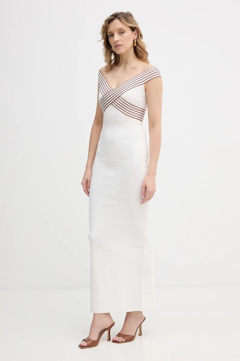 Elisabetta Franchi sukienka kolor beżowy maxi dopasowana AM75S61E2