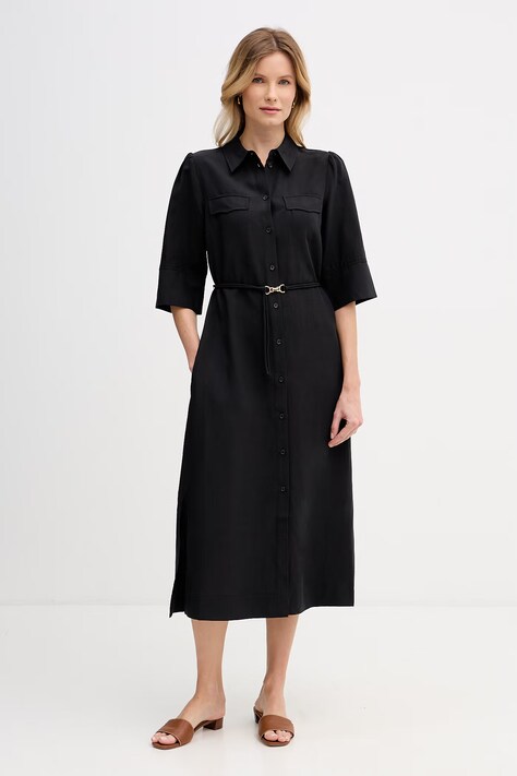 Mos Mosh καλοκαιρινό με λινό Alexis μαύρο απλό 176940