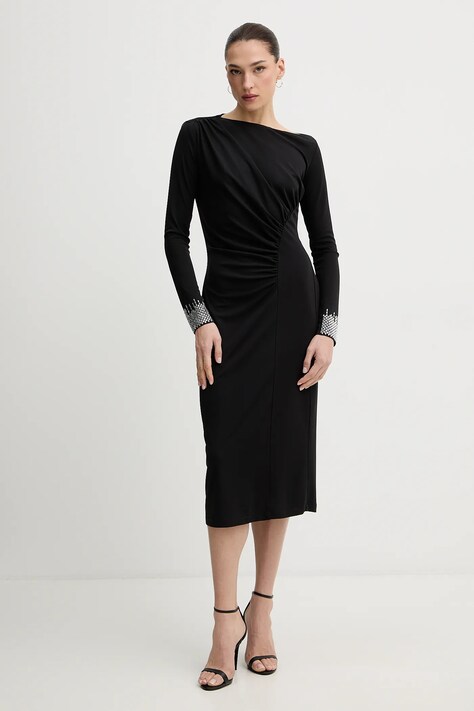 Liu Jo sukienka kolor czarny midi prosta WA6195 J4844