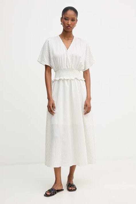 Liu Jo sukienka letnia z modalem beżowa w paski WA6300 T437A