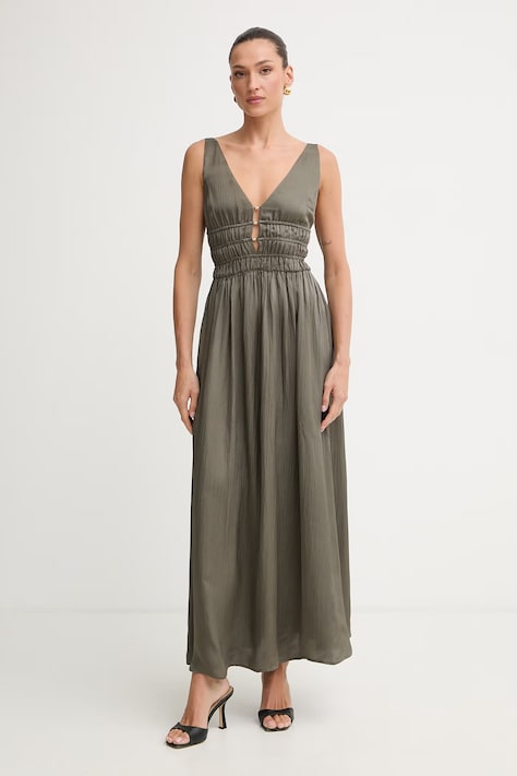 Liu Jo sukienka rozkloszowana z wiskozy zielona gładka WA6405 T434A