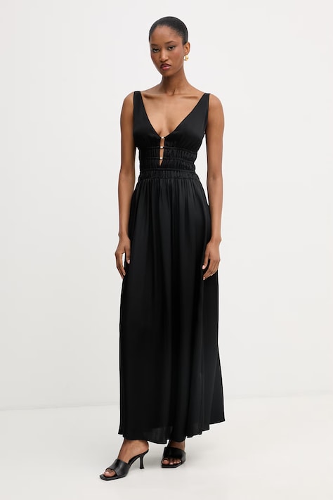 Liu Jo sukienka rozkloszowana z wiskozy czarna gładka WA6405 T434A