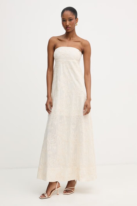 Liu Jo sukienka rozkloszowana bawełniana beżowa WA6456 T472A