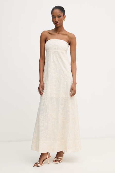 Liu Jo sukienka rozkloszowana bawełniana beżowa WA6456 T472A