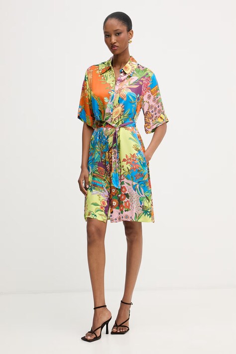 Liu Jo sukienka koszulowa z wiskozy niebieska WA6482 T471A