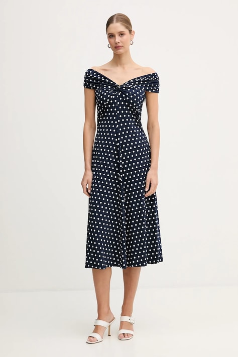 MICHAEL Michael Kors sukienka kolor granatowy midi rozkloszowana MR683GLKA7