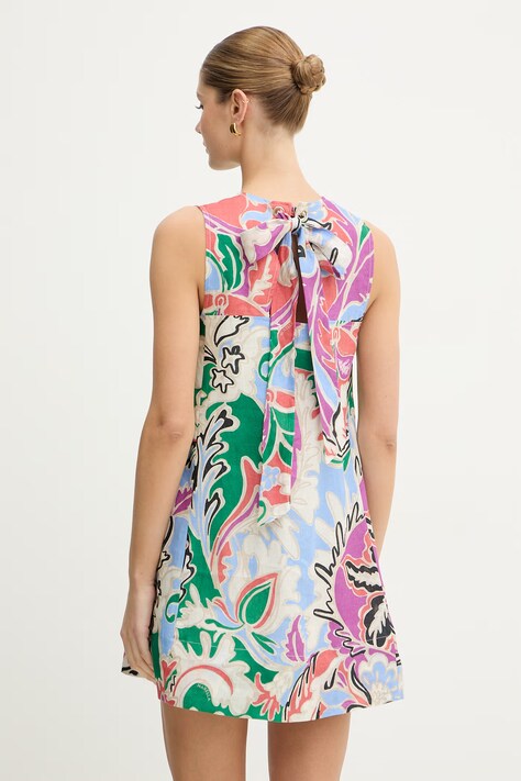 Marella sukienka lniana ALCE kolor zielony mini rozkloszowana 2613221084200