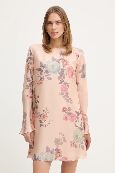 Marella sukienka jedwabna SAMBA kolor beżowy mini prosta 2613221171200