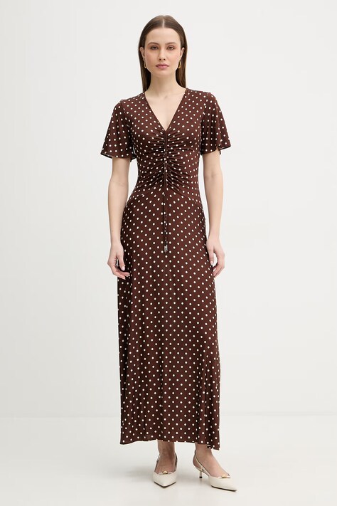 Marella sukienka TECA kolor brązowy maxi rozkloszowana 2613621054200