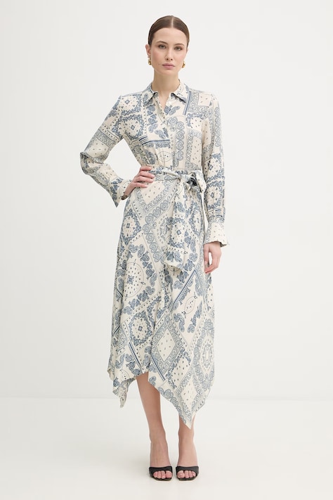 IBlues sukienka ACAICI kolor beżowy maxi rozkloszowana 2617221071200