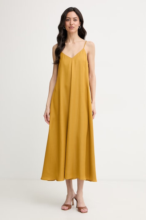 Marella rochie maxi cu vâscoză VOLIERA galbenă simplă