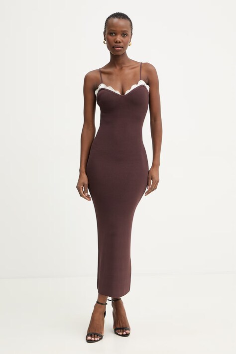 Marella sukienka LECCIO brązowa gładka 2613321032200