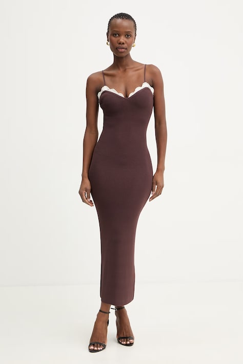 Marella sukienka LECCIO brązowa gładka 2613321032200