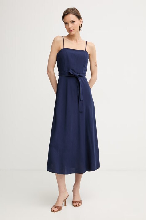 Marella sukienka letnia z lnem Emme by Marella granatowa 2615221162200