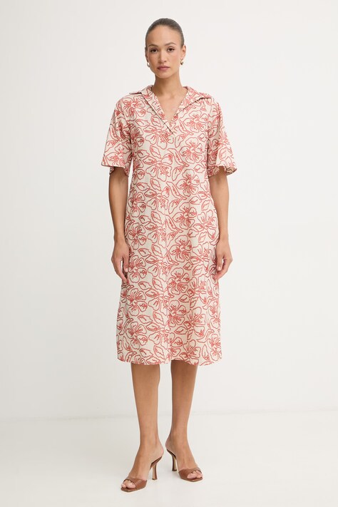 Marella літня сукня з додаванням льону Emme by Marella помаранчева квіти