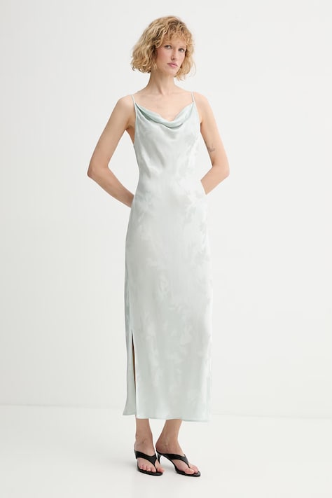 Calvin Klein haljina u stilu donjeg rublja od viskoze zelena cvjetna LV044F011G