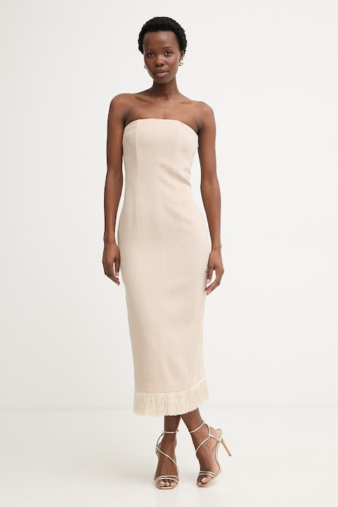 Simona Corsellini sukienka letnia z wiskozą beżowa P26CPAB01301