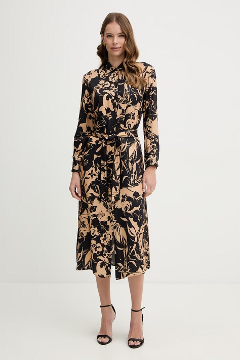 Simona Corsellini sukienka kolor czarny midi prosta P26CPAB02001