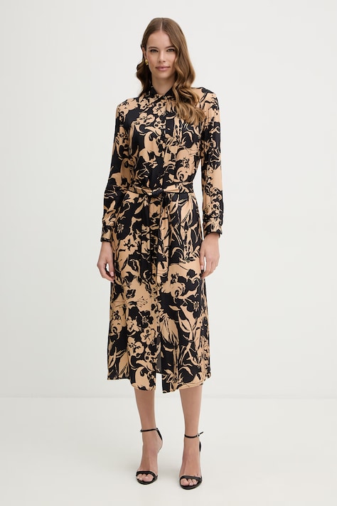 Рокля Simona Corsellini в черно среднодълга със стандартна кройка P26CPAB02001