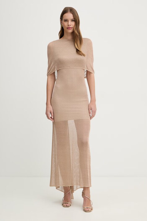 Simona Corsellini sukienka kolor beżowy maxi dopasowana P26CEAB10101