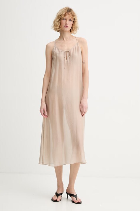 Calvin Klein рокля бельо с вискоза бежова LV00Q61159