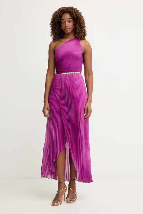Simona Corsellini sukienka plisowana fioletowa gładka P26CEAB11301