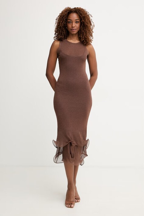 Simona Corsellini рокля от вискоза кафява P26CPABO0601