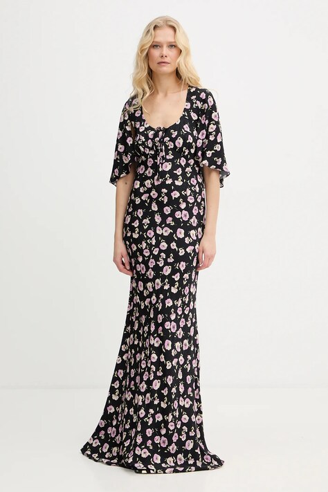 Twinset sukienka wiskozowa kolor czarny maxi prosta 261TP210A