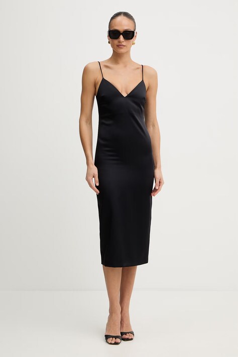 Twinset sukienka kolor czarny midi prosta 261TP2416