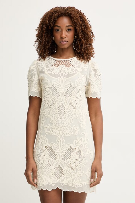 Twinset sukienka z bawełną biała w kwiaty 261TP2582