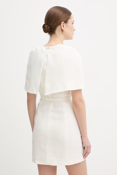 Twinset sukienka z dodatkiem lnu kolor beżowy mini rozkloszowana 261TP2451