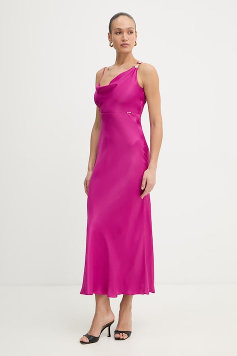 Twinset sukienka wiskozowa kolor różowy maxi dopasowana 261TP2760