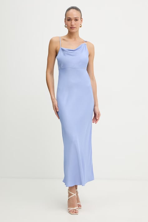 Twinset sukienka wiskozowa kolor niebieski maxi dopasowana 261TP2760