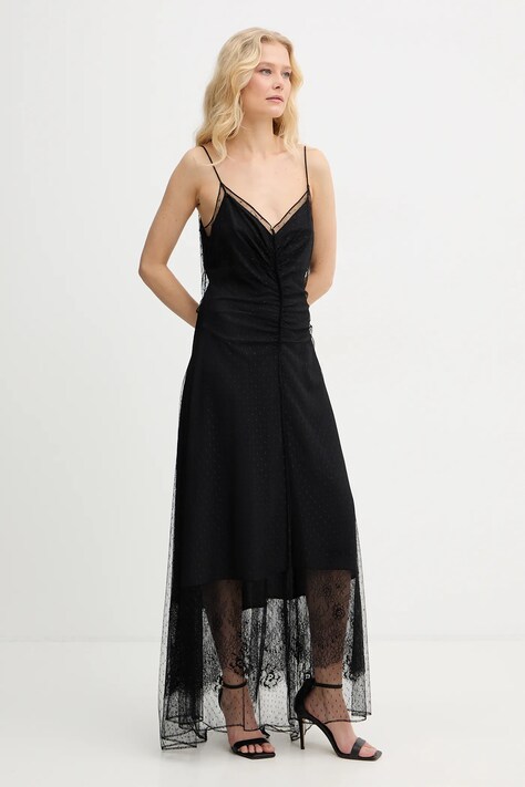 Twinset sukienka kolor czarny maxi dopasowana 261TP2360