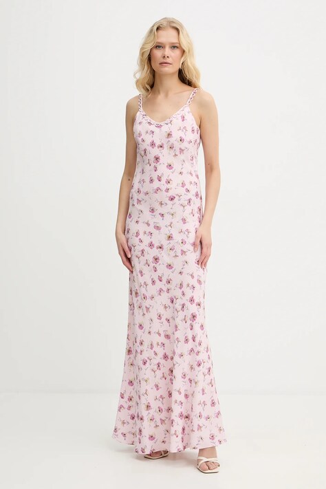 Twinset sukienka kolor różowy maxi rozkloszowana 261TP210D