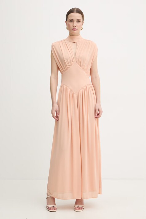 Twinset sukienka kolor różowy maxi rozkloszowana 261TP2601