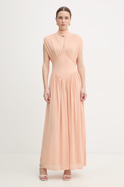 Twinset sukienka kolor różowy maxi rozkloszowana 261TP2601