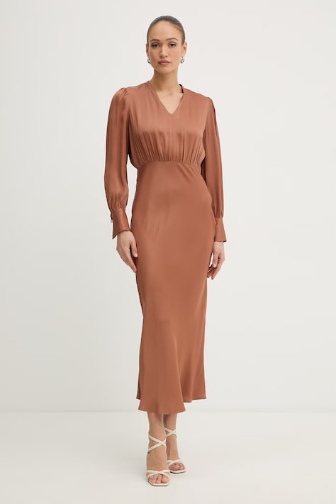 Twinset haljina od viskoze smeđa bez uzorka 261TP2761