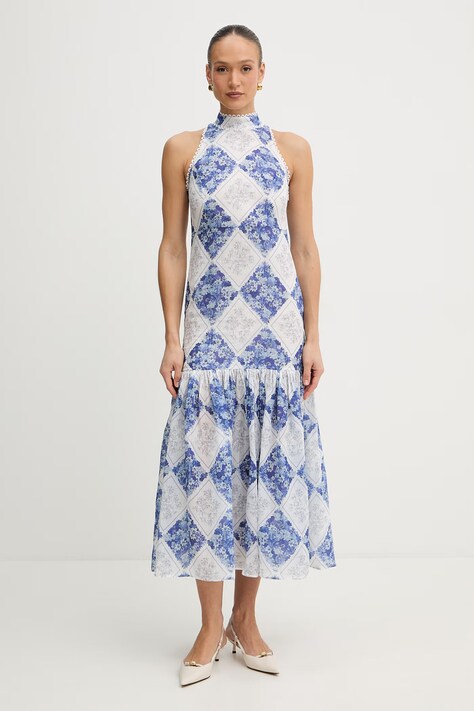 Twinset sukienka kolor niebieski maxi rozkloszowana 261TP213B